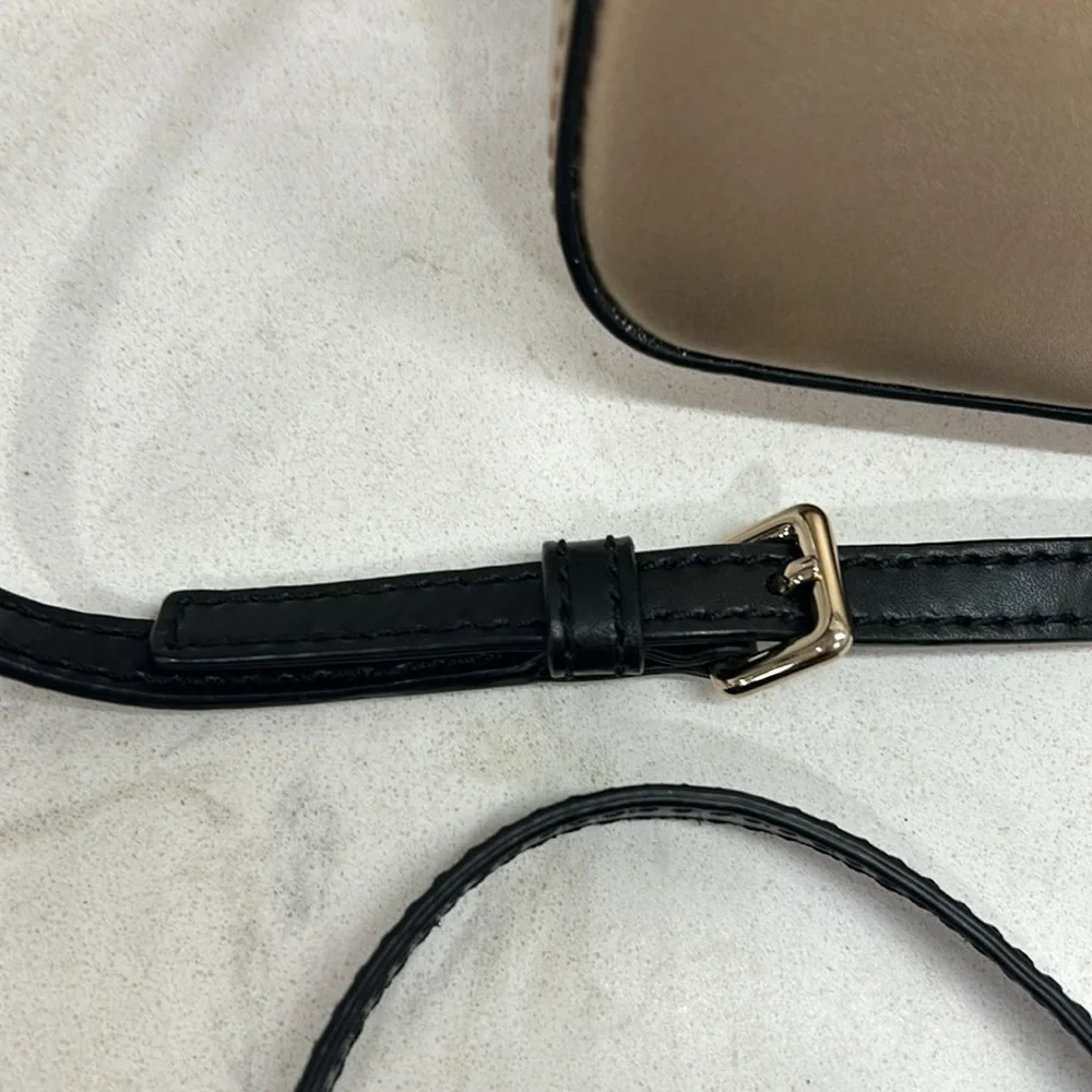Kate Spade $178 Ivy Street Clover Crossbody Genuine Cowhide Leather Black Gold